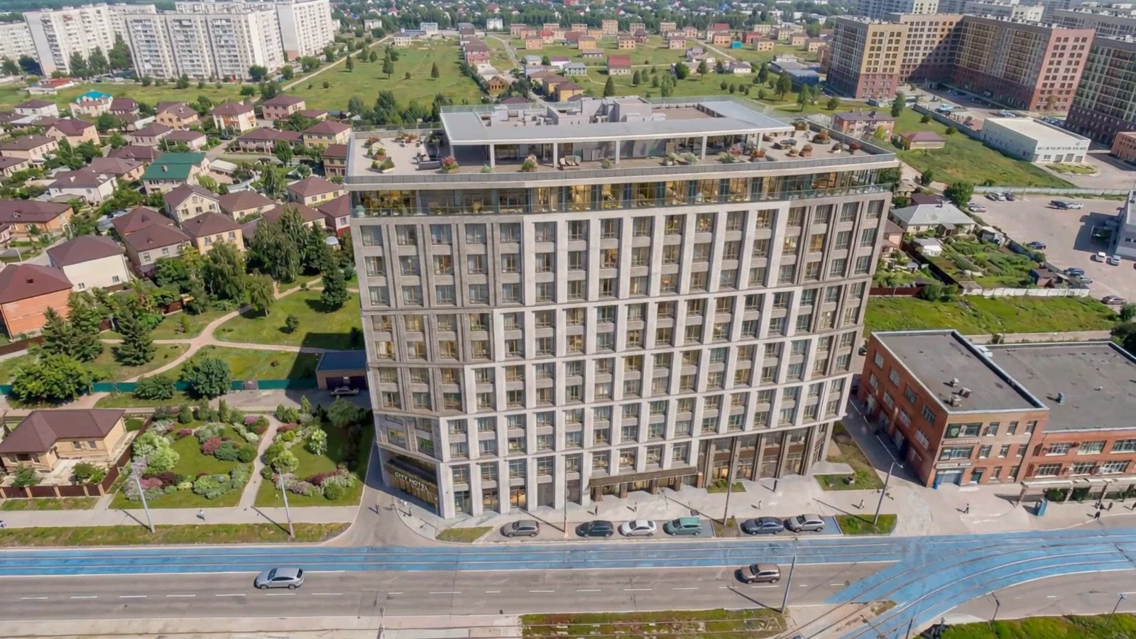 AZIMUT Сити Отель Пятигорск — вид с воздуха, номера и зоны